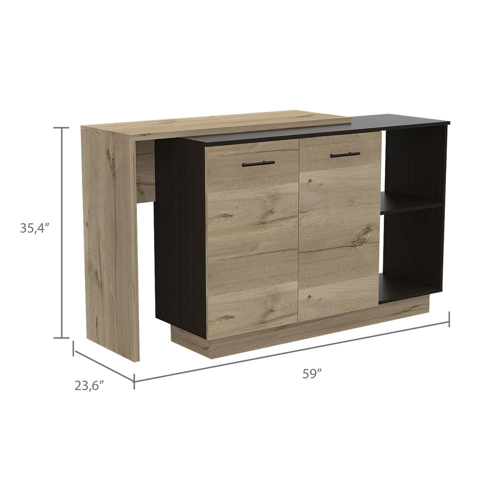 Creta Kitchen Island Black/ Light Oak. Picture 5