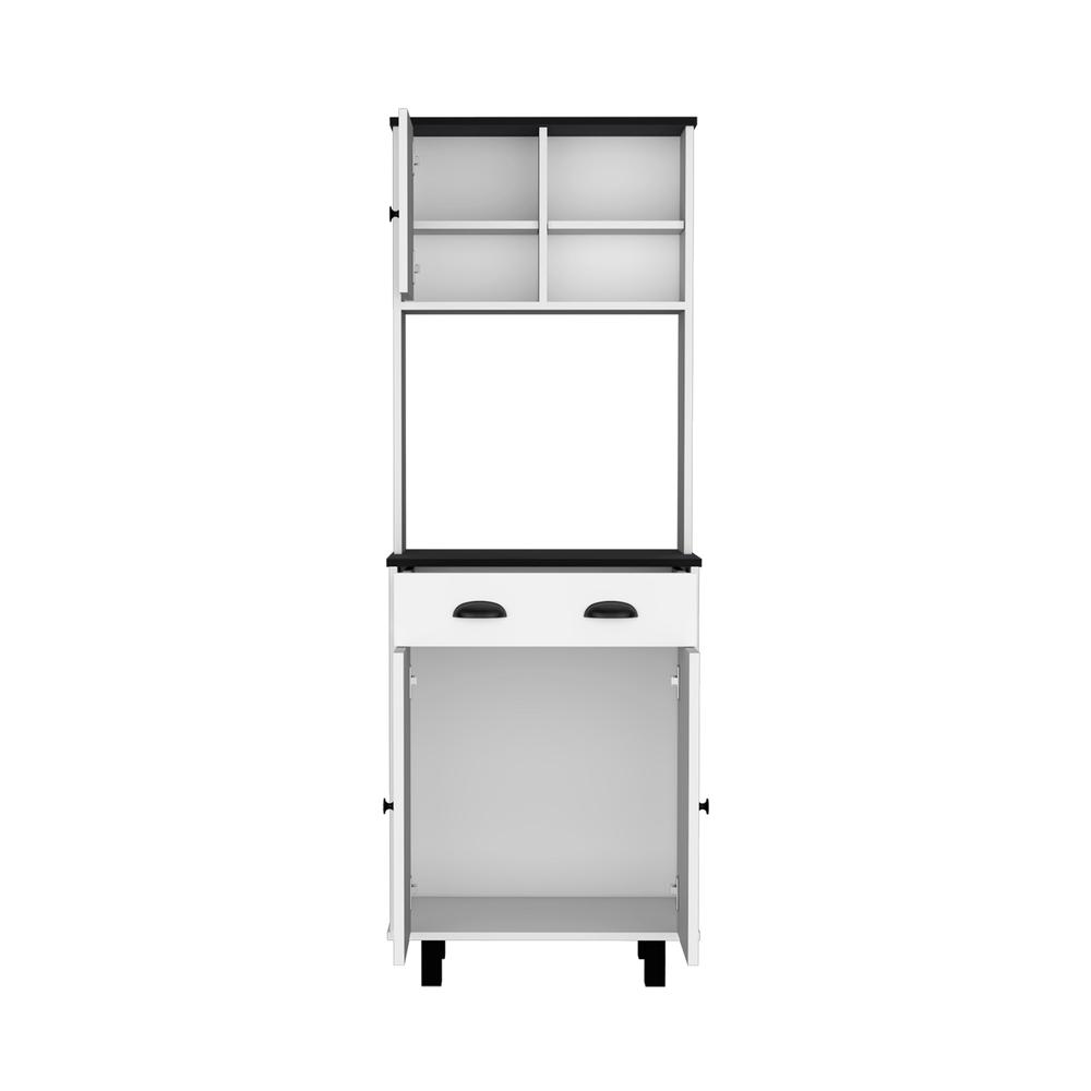 67" H Kitchen Pantry with Two Cabinets, Two Open Shelves, and One Drawer. Picture 2