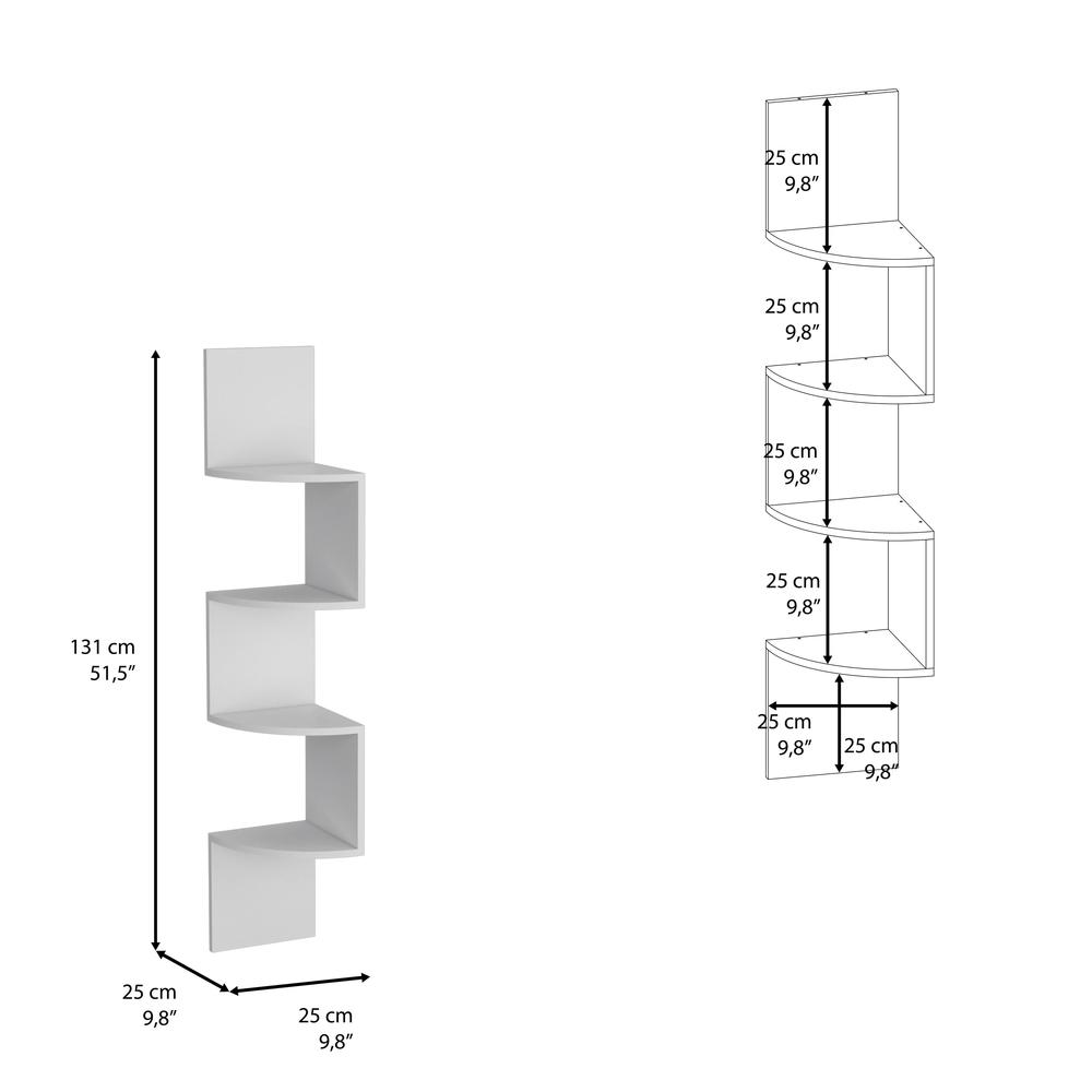Roy Corner Floating Shelf, Modern 4-Tier Display, White -Living Room. Picture 7