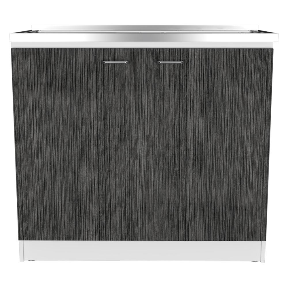 Salento Freestanding Sink - White/Smoky Oak. Picture 1
