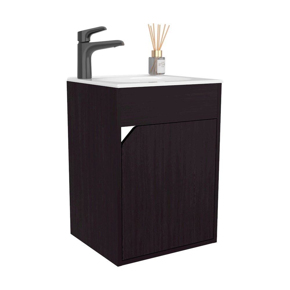 Klawock Bathroom Vanity, 1 Door, Black Wengue. Picture 2