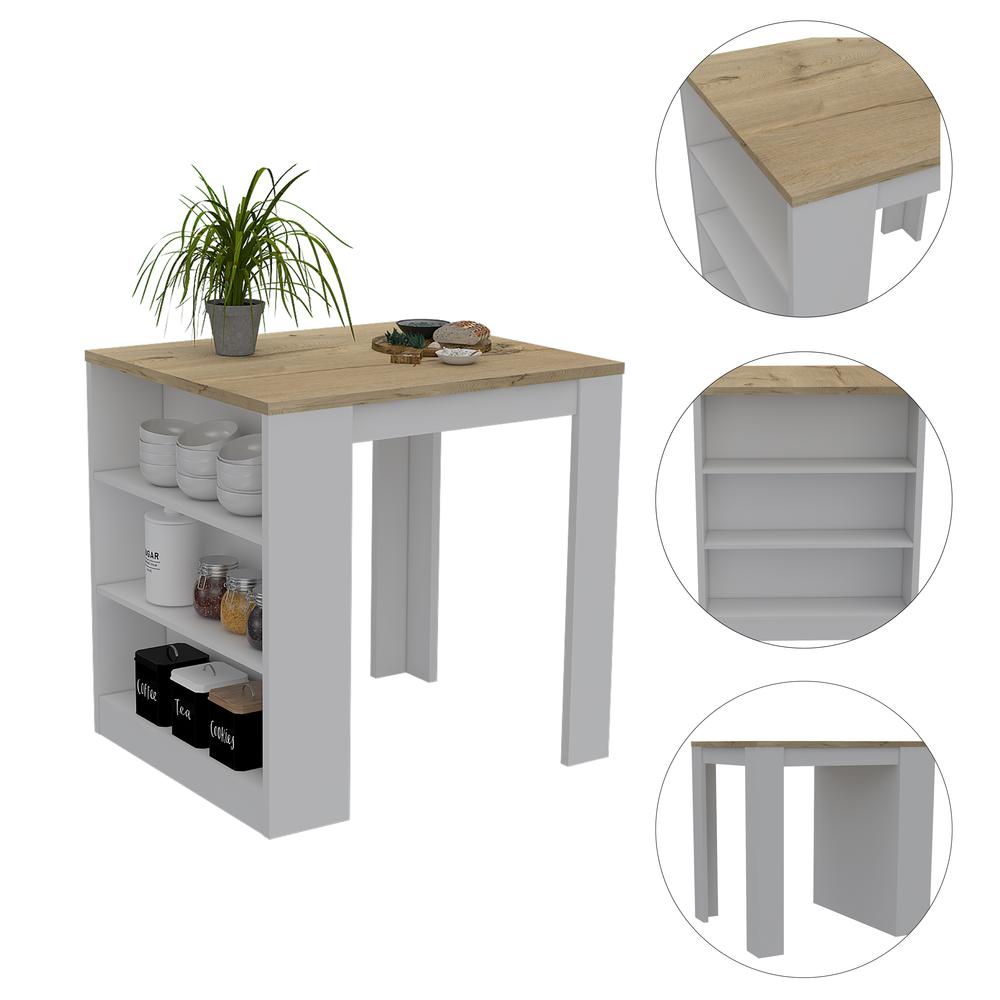 Milos Kitchen Island Table White-Light Oak. Picture 7