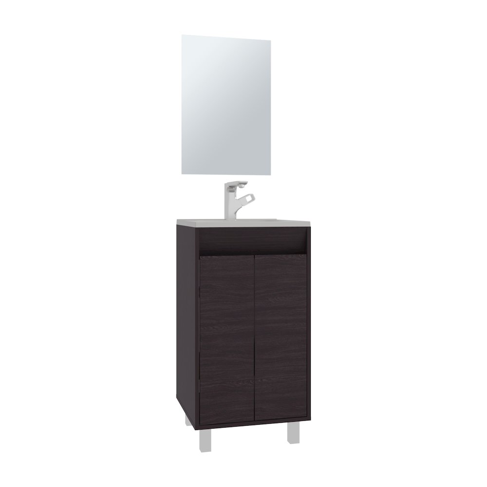 Ingold Bathroom Set, Cabinet with Sink, 2 Doors, 4 Legs, 2 Shelves, 1 Mirror. Picture 4
