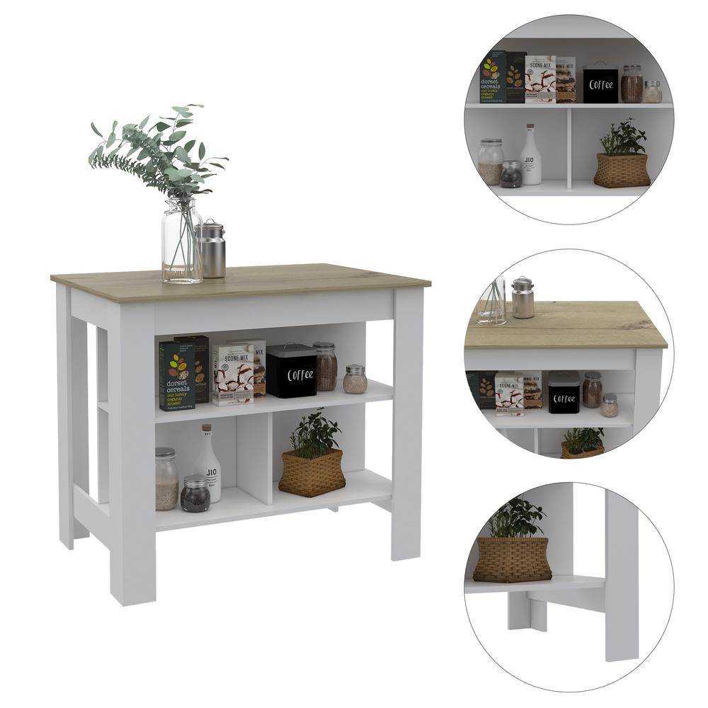 Antibacterial Delos Kitchen Island White-Light Oak. Picture 5