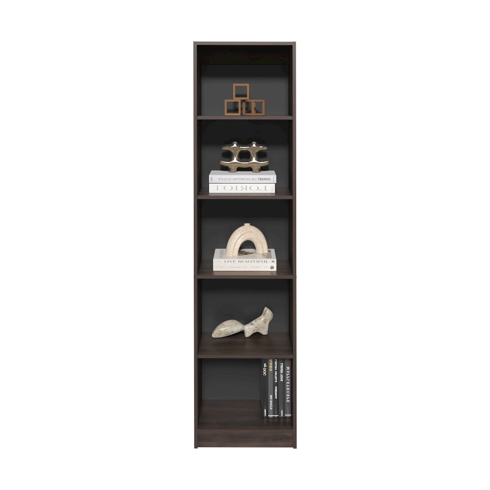 Vinton XS Bookcase Compact Bookshelf, Dark Walnut / Black Wengue. Picture 1