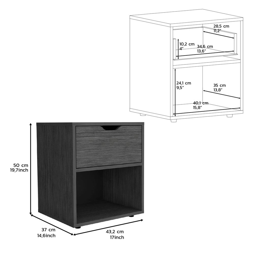 Adak 19.7" H Nightstand End Table with Open Shelf,Ligth Gray. Picture 5