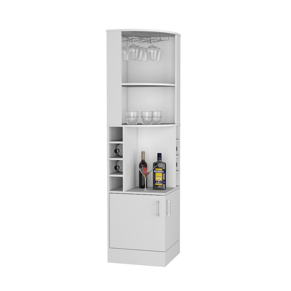 Cairo Corner Bar Cabinet with Double Door Cabinet, Glass Rack. Picture 3