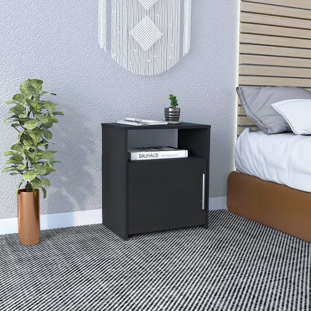 Nightstand, Single Door Cabinet, Metal Handle, One Shelf, Superior Top. Picture 5