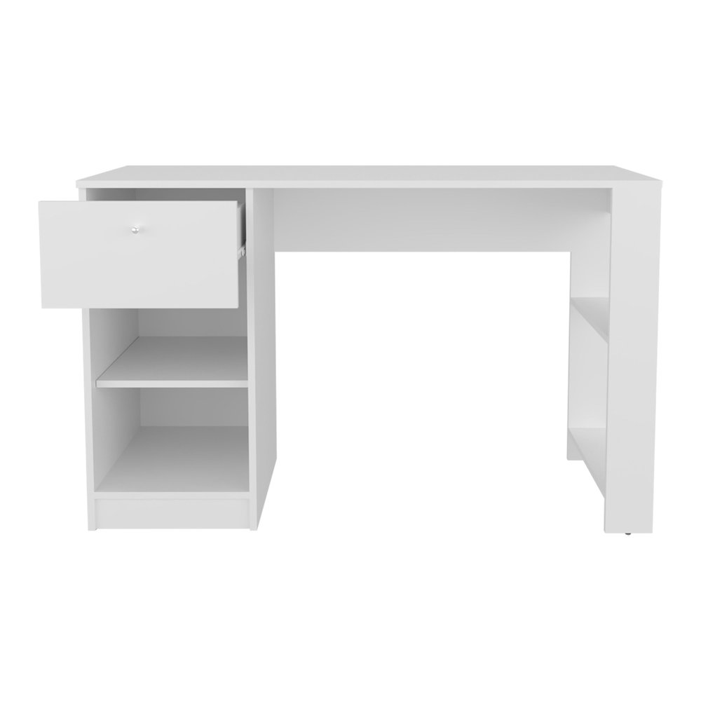 Tolsona Desk, 1 Drawer, 2 Shelves, White. Picture 3