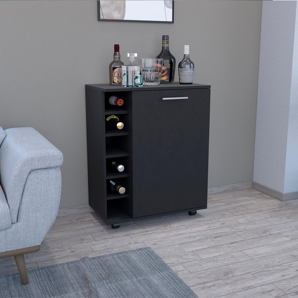 Bar Cart Sleek Mobile Cocktail Station with Built-in Bottle Storage. Picture 5