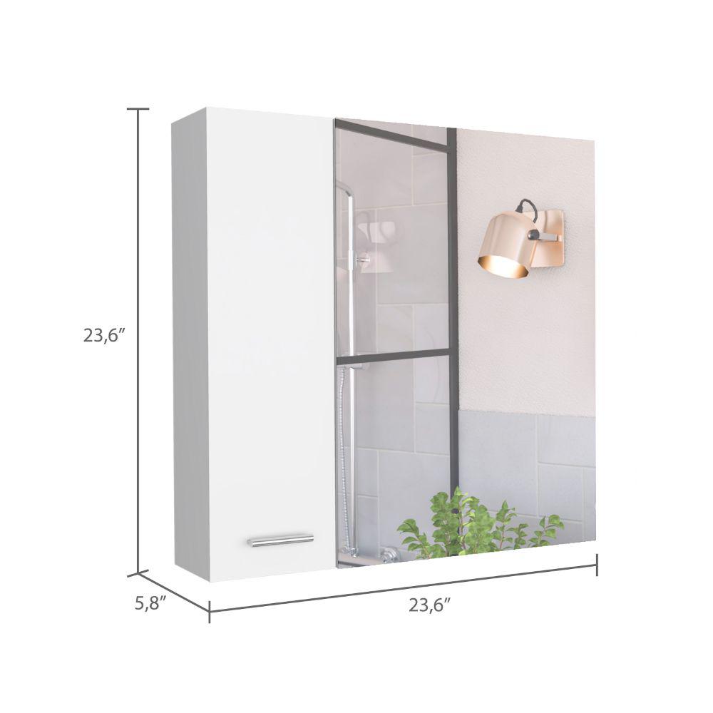 DEPOT E-SHOP Harbor Medicine Cabinet, Mirror Four Internal Shelves, One-Door Cabinet-White, For Bathroom. Picture 3