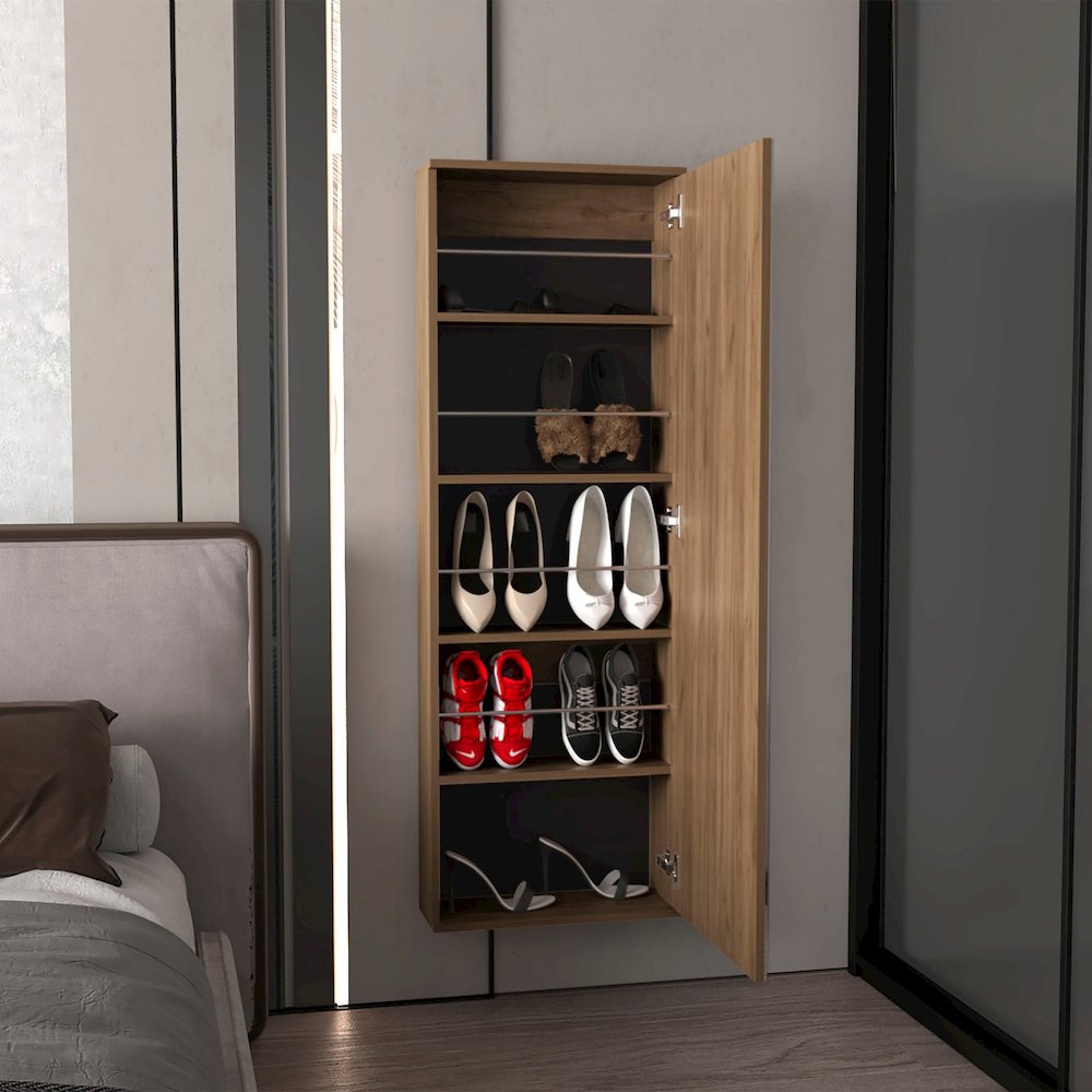 Baltimore Wall Mounted Shoe Rack, Mirror, Single Door, Ten Shoes Capacity. Picture 6