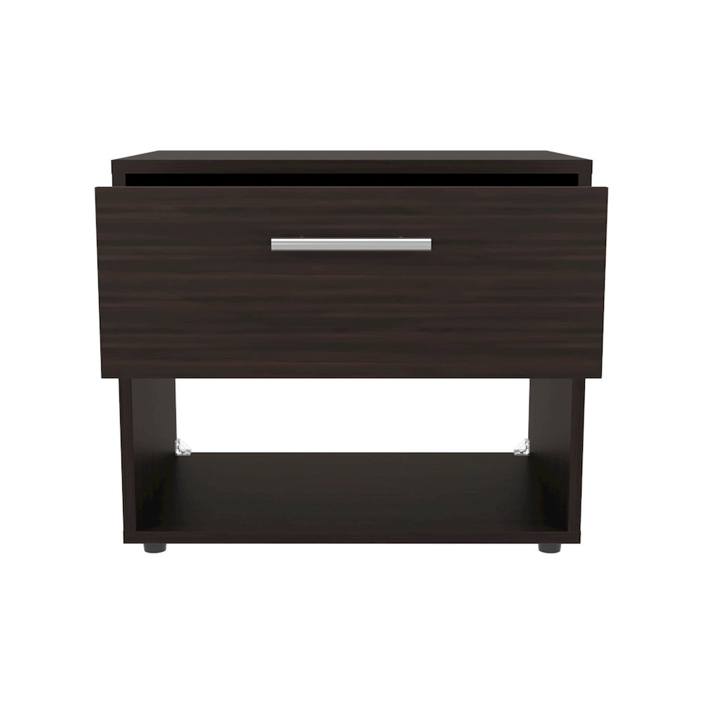 Noxen Nightstand, 1 Drawer, 1 Shelf, 4 Legs, Walnut. Picture 1