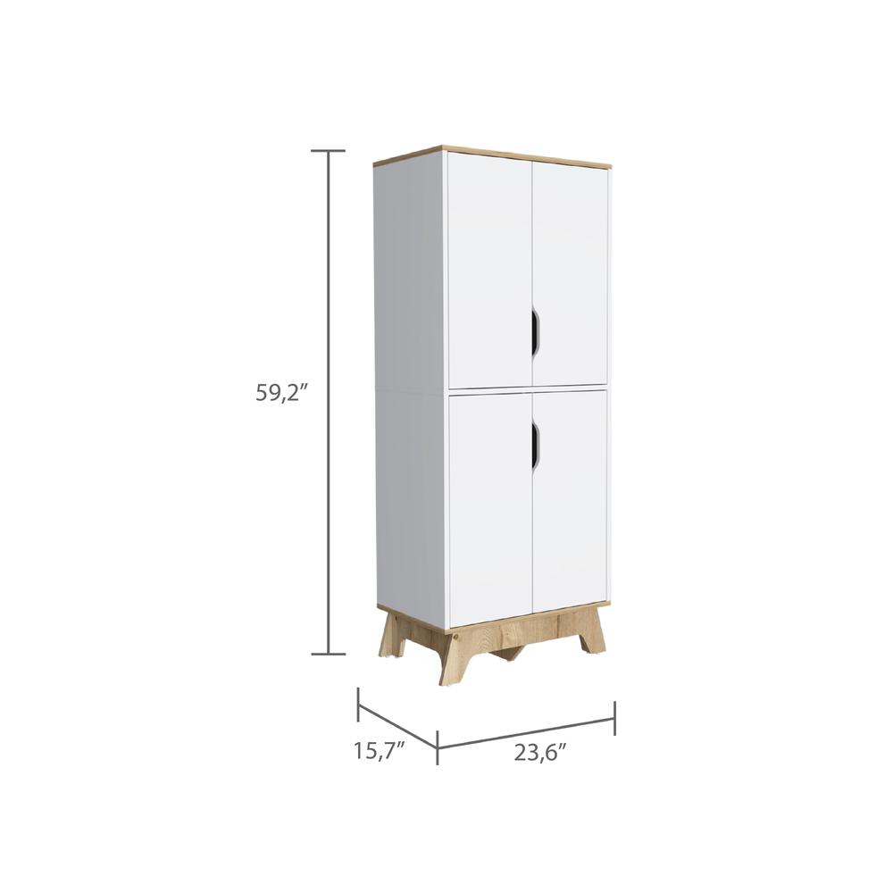DEPOT E-SHOP Ankara Double Kitchen Pantry, Two-Door Cabinet, Four Legs, Four Shelves, Countertop- Light Oak-White, For Kitchen. Picture 4