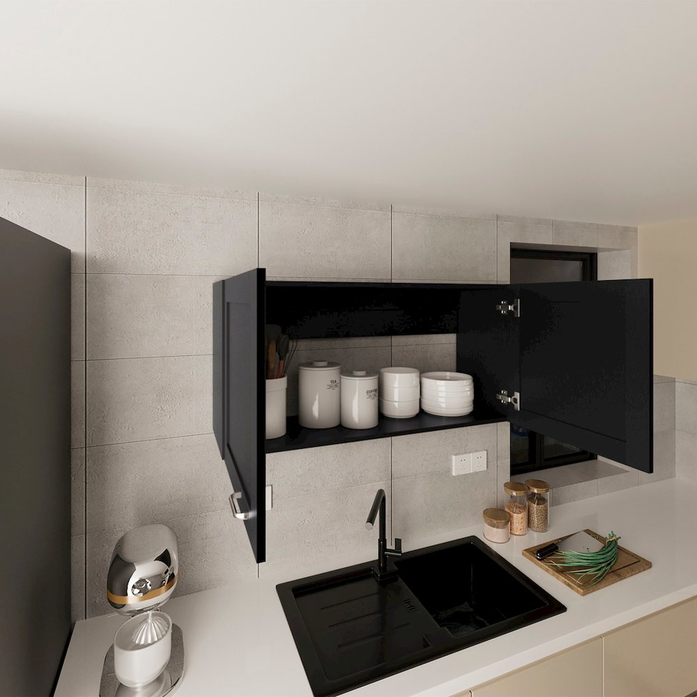 Burbank Wall Cabinet, 2 Doors, Black Wengue. Picture 8