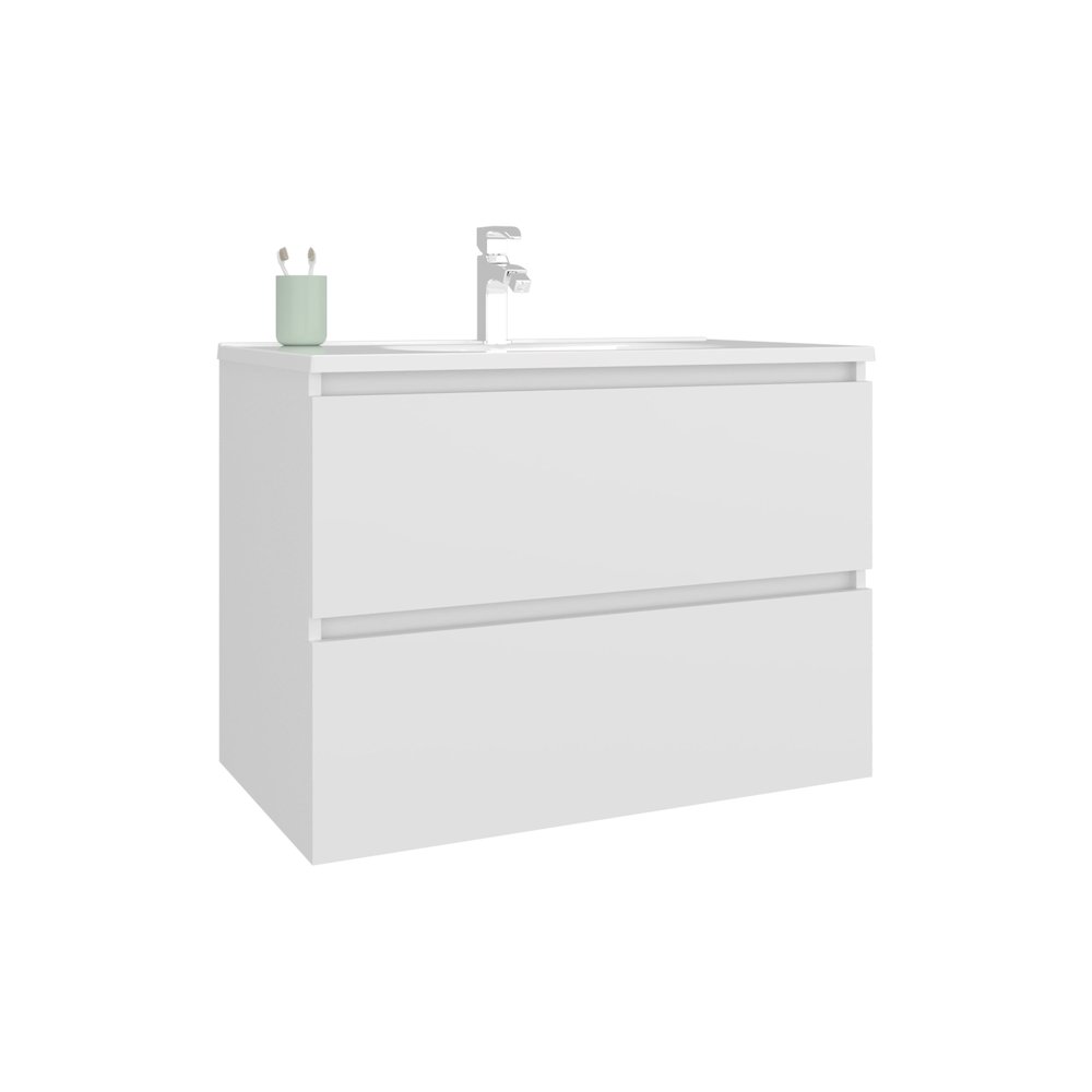 Depew Bathroom Vanity, 2 Drawers, White. Picture 3