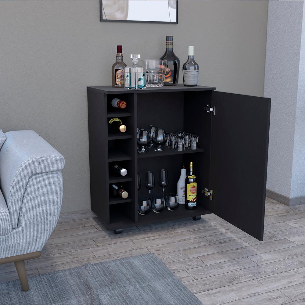 Bar Cart Sleek Mobile Cocktail Station with Built-in Bottle Storage. Picture 6