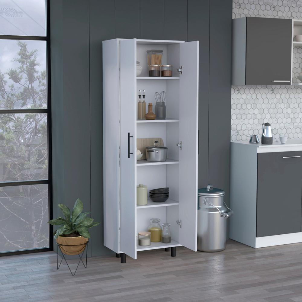 DEPOT E-SHOP Kenner Multipurpose Storage Cabinet, 5-Tier Shelf, White. Picture 4