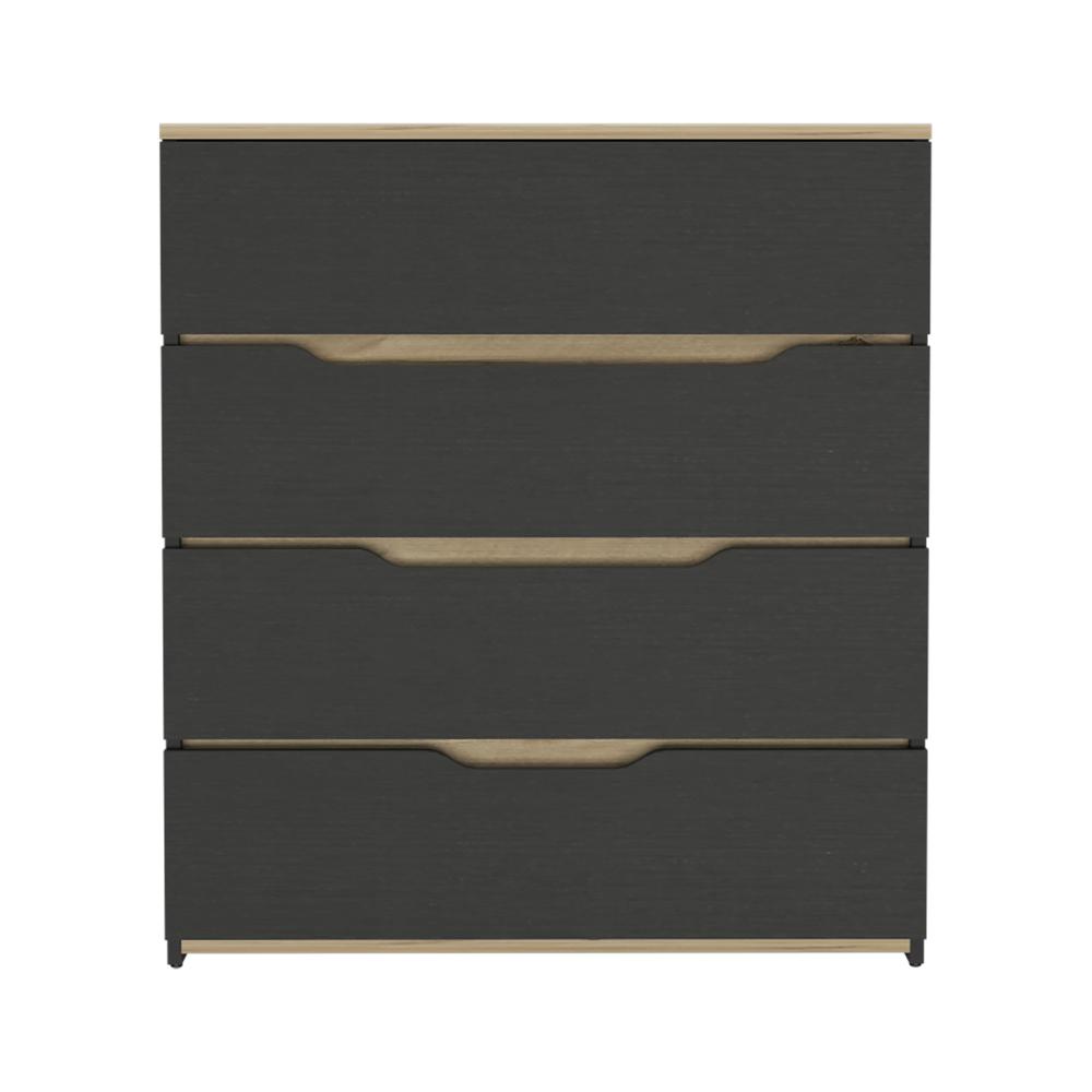 DEPOT E-SHOP Aralia Drawer Dresser-Four Drawers, Countertop-Black/Light Oak, For Bedroom. Picture 1