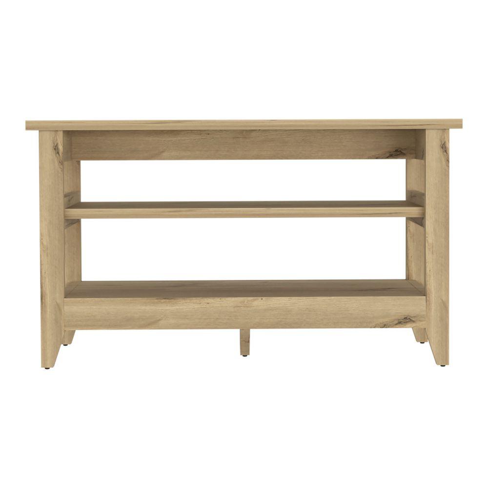 DEPOT E-SHOP Mason Storage Bench, Two Open Shelves, Four Legs, Countertop-Light Oak, For Living Room. Picture 1