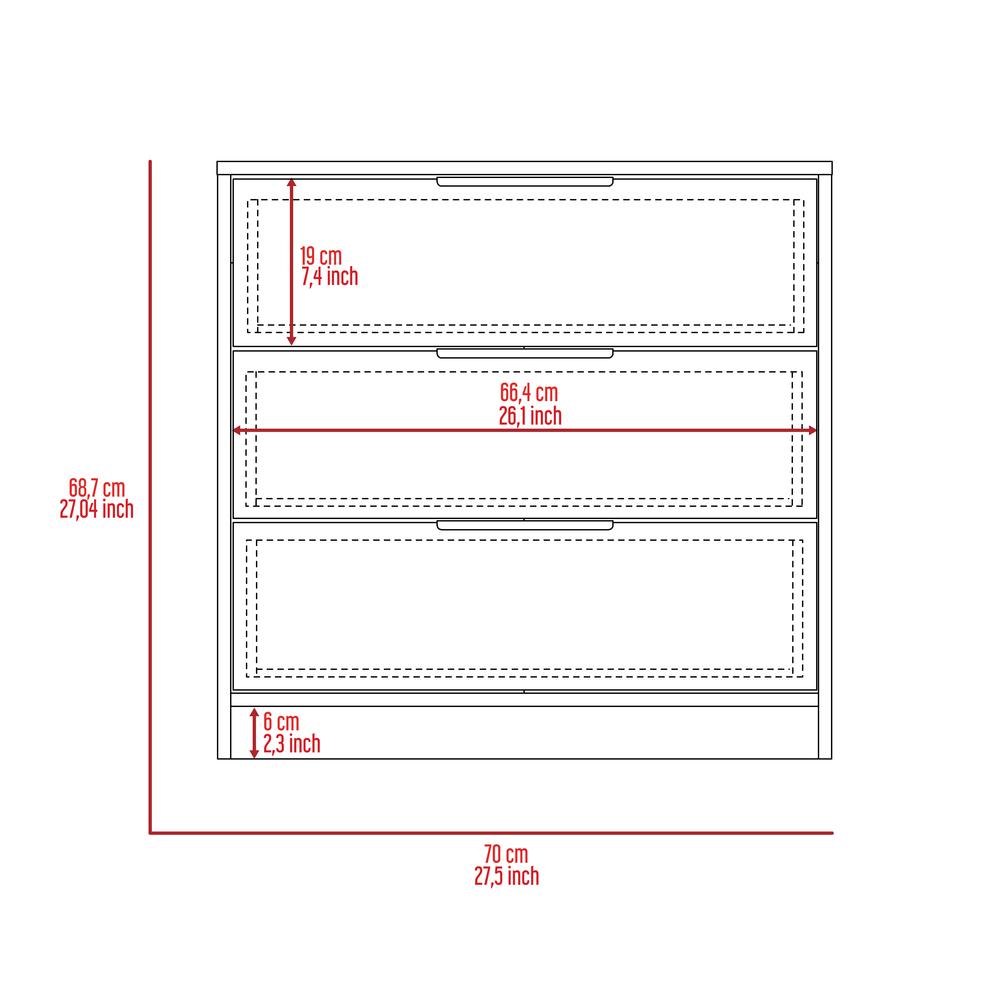 Egeo 3 Drawer Dresser White. Picture 7