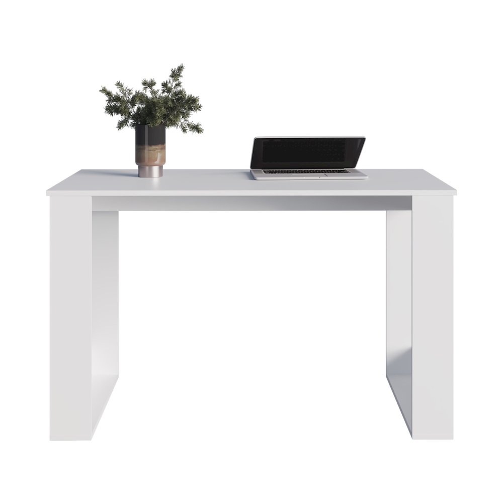 Melb Writing Desk with Ample Workstation and Sturdy Legs, White. Picture 6