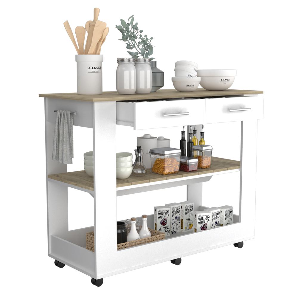 Delos 46 Kitchen Island White-Light Oak. Picture 3