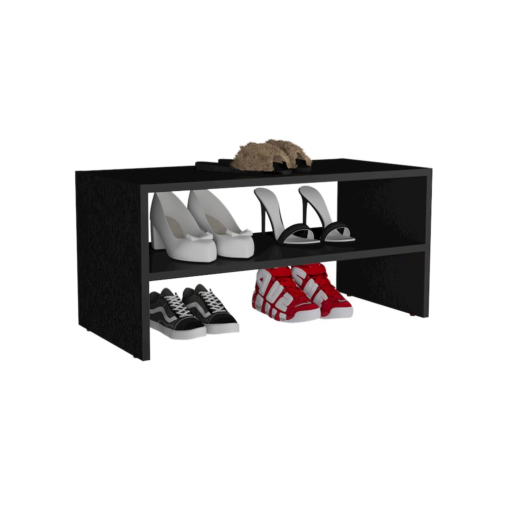 Ferry Shoe Rack with 2 Shelves, Black. Picture 4