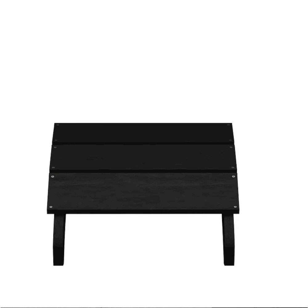 Modern All-Weather Poly Resin Wood Adirondack Ottoman Foot Rest in Black. Picture 1