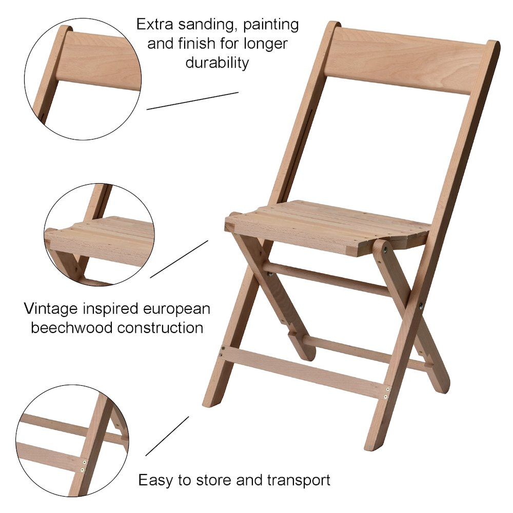 Commerical Seating Products American All Wood Raw Slatted Folding Chairs. Picture 4