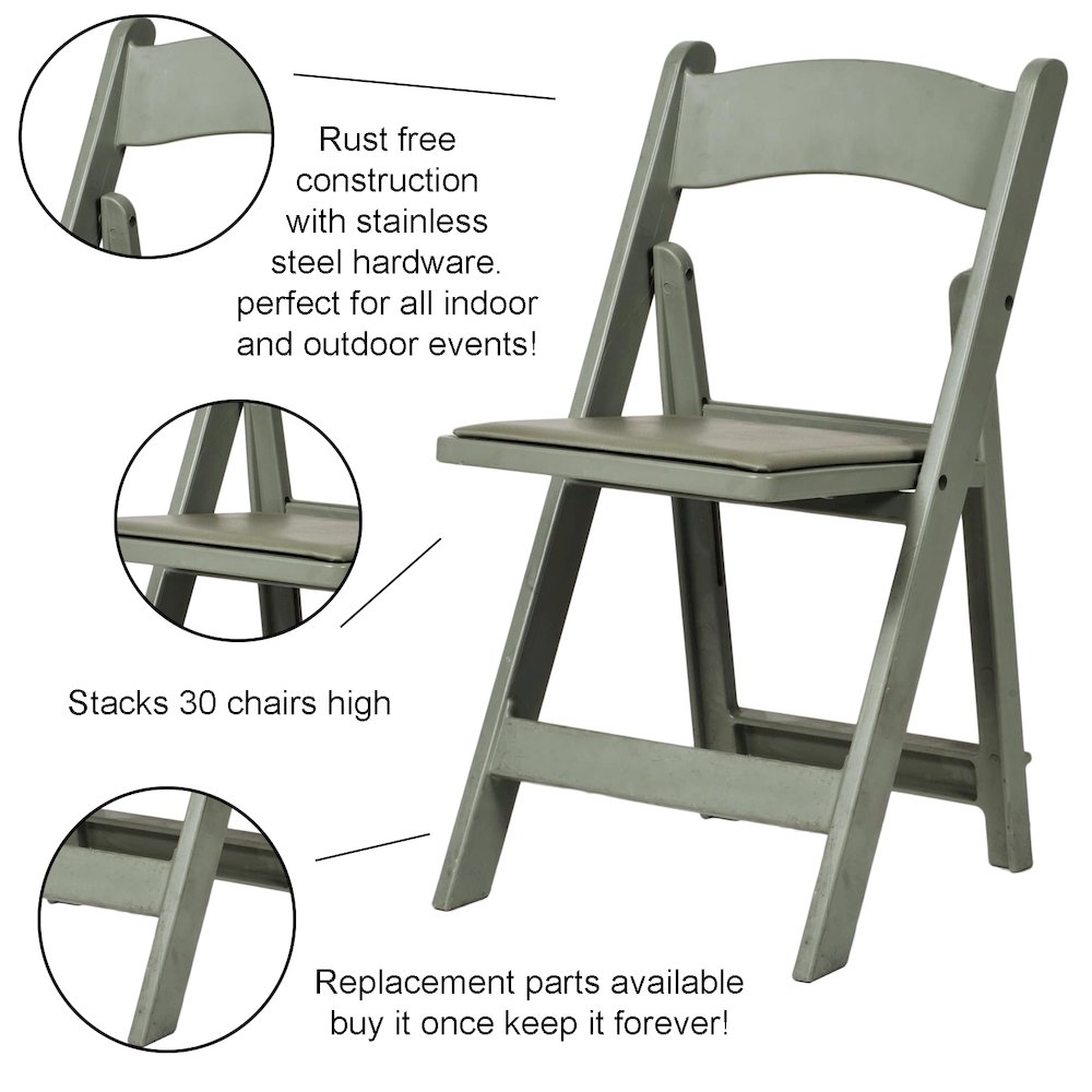 Set Of 1 Amigo Inter Stackable Resin Folding Chair With Padded Seat - Flint Grey. Picture 6