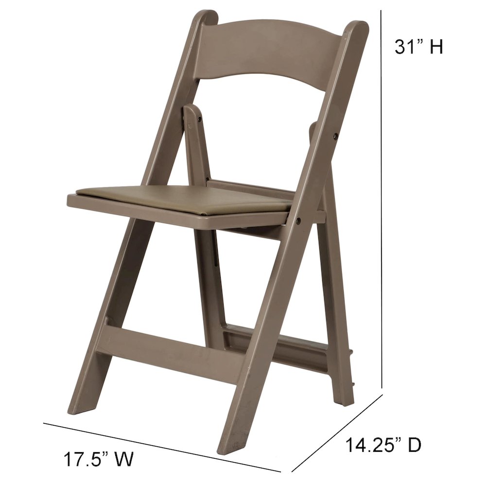 Set Of 4 Amigo Inter Stackable Resin Folding Chair With Padded Seat - Sand Beige. Picture 3