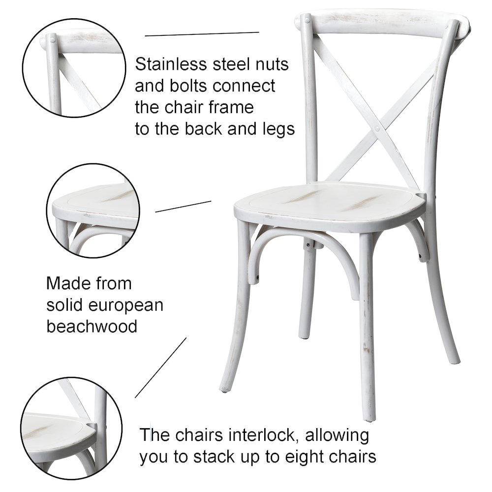 Commerical Seating Products White Wash Crossback Dining Chairs. Picture 5