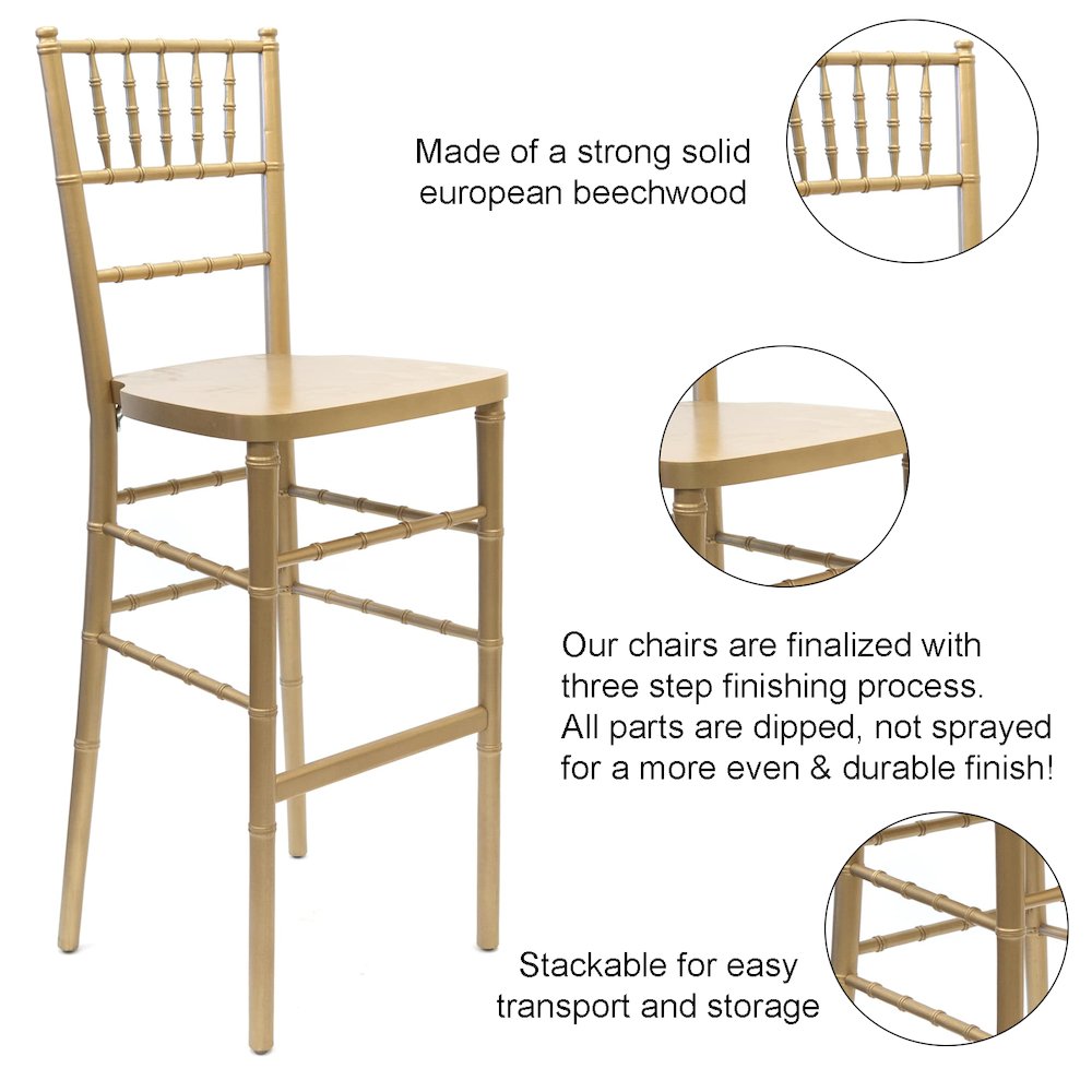 Commerical Seating Products European Gold Wood Dining Bar Stool Chairs. Picture 6