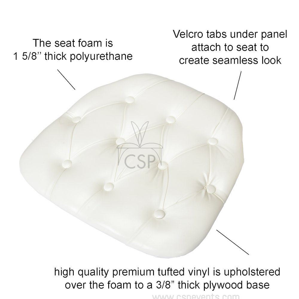 Commerical Seating Products CUP-V WH White Tufted Vinyl Cushions Chairs. Picture 3