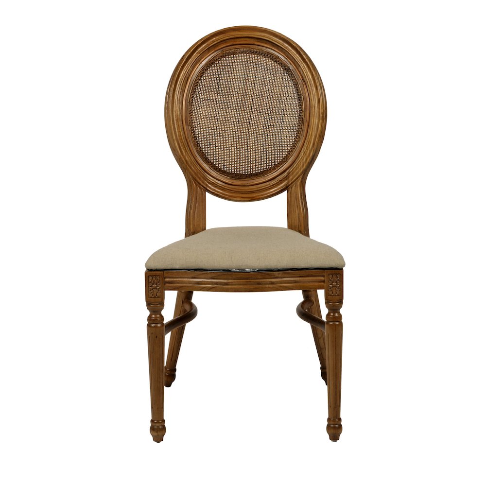 Rattan Back Tinted Raw Elizabeth  Stackable Dining Chair. Picture 1
