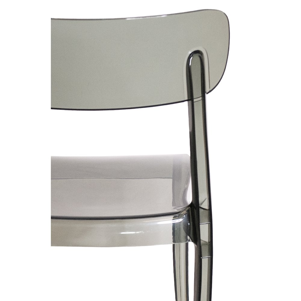 Set of 1 Commercial Seating Products Grace Chair in smoke grey made of  Polycarbonate. Picture 3