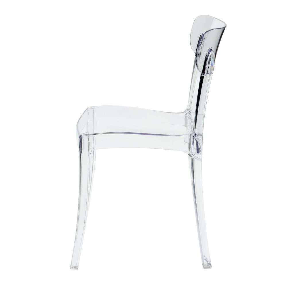 Set of 1 Grace Polycarbonate Dining Chair - Mid Centry Modern - Stackable - Translucent Amber. Picture 3