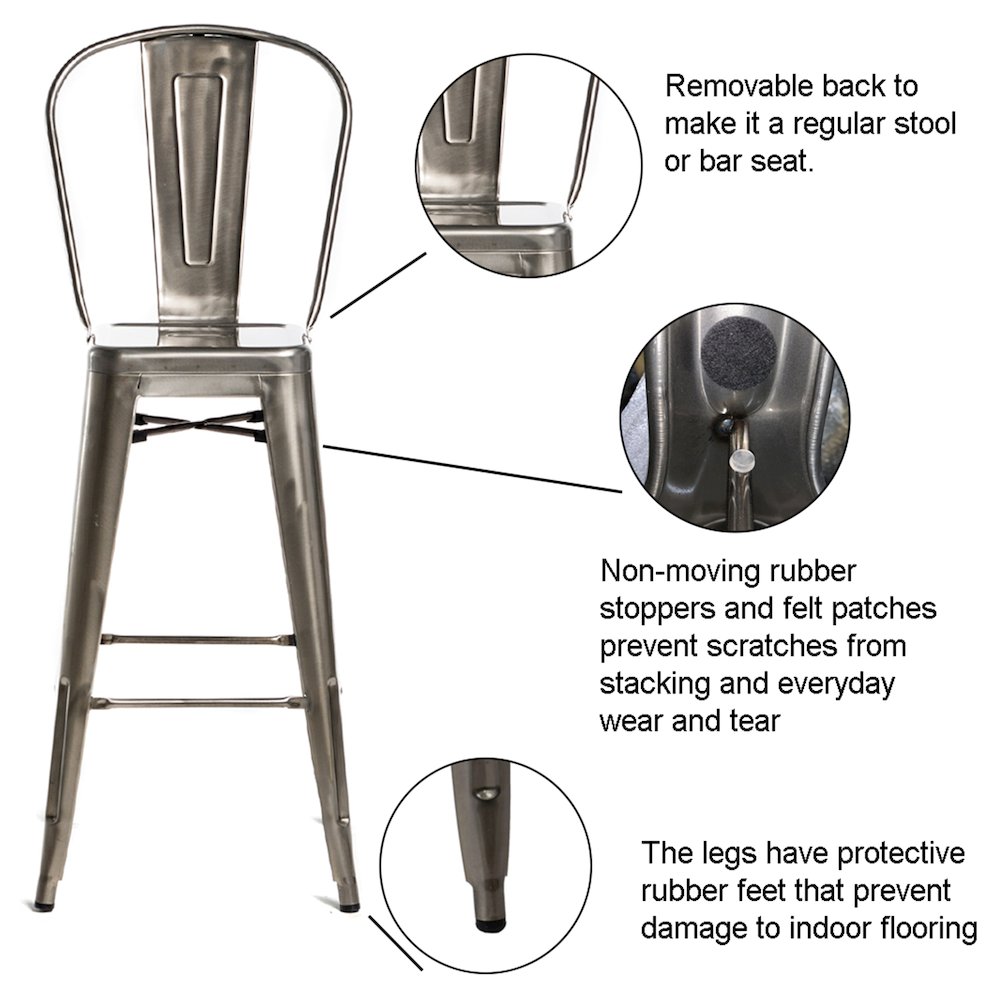 Commerical Seating Products Oscar Gun Metal Dining Bar Stool Chairs. Picture 2