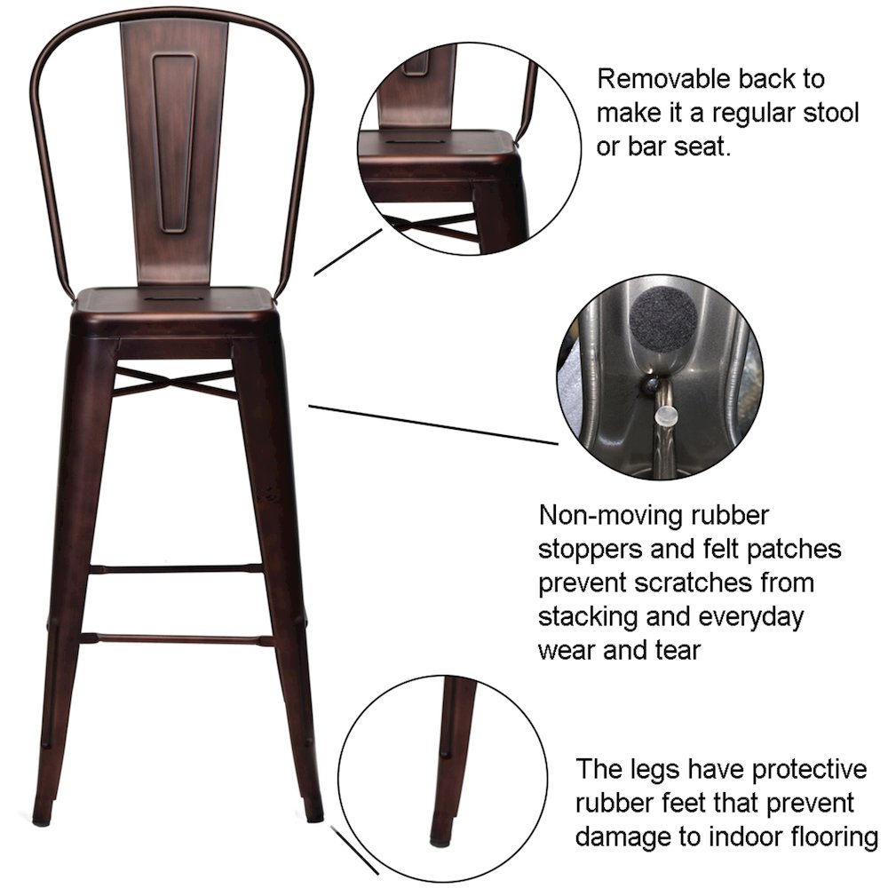 Commerical Seating Products Oscar Rose Gold Dining Bar Stool Chairs. Picture 5