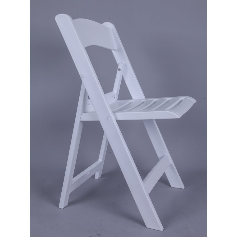 Nexus Resin Folding Chair with Slatted Seat - White. Picture 1