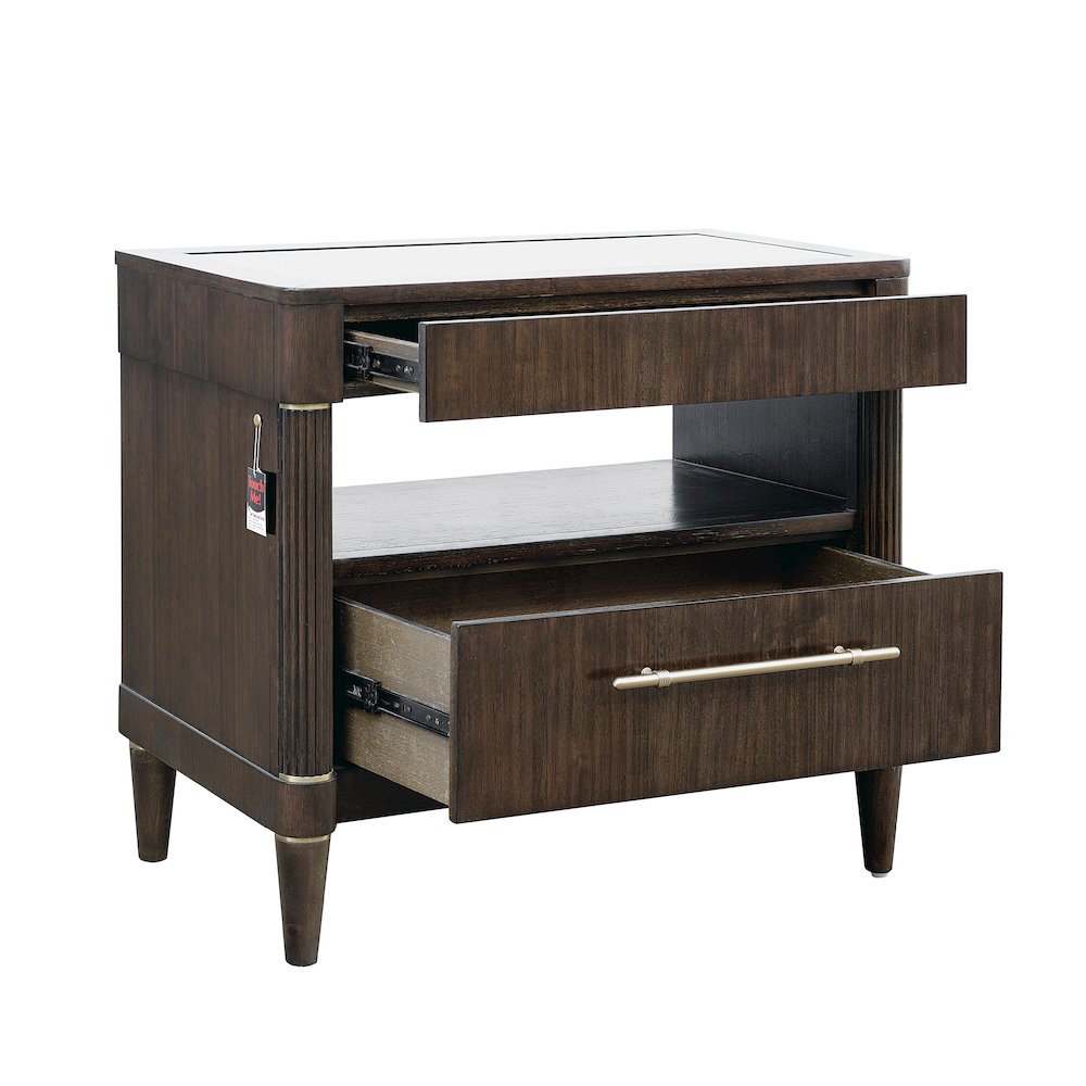 Asher Park Glass Top Bachelor's Chest, Piano Brown Finish. Picture 4
