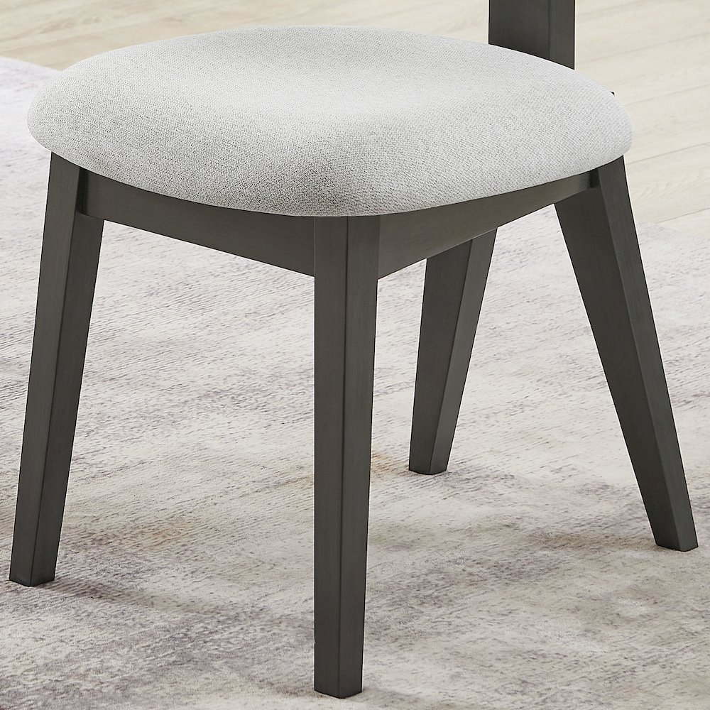Valencia Set of 2 Light Gray Fabric Upholstered Dining Chairs with Wood Frame. Picture 3