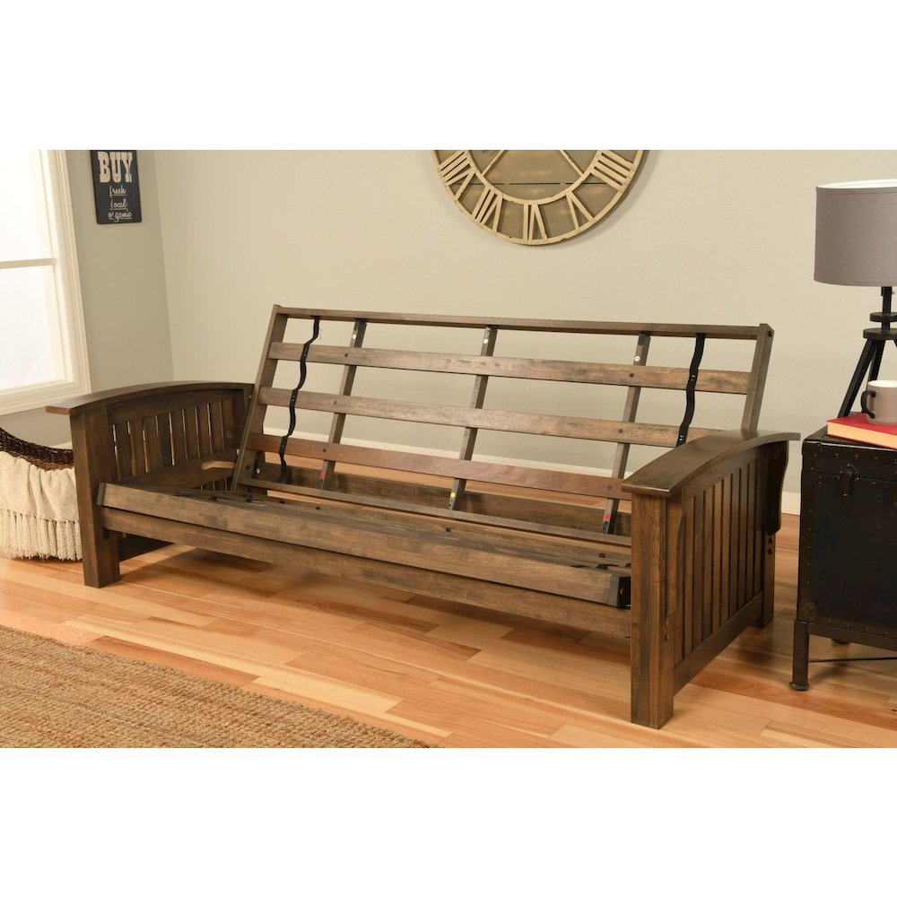 Washington Frame-Rustic Walnut Finish-Suede Gray Mattress. Picture 3