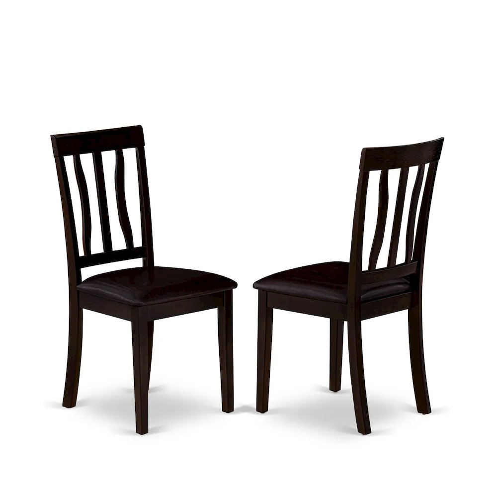 Antique Dining Chairs - Faux Leather Upholstered Wooden Chairs, Set of 2. Picture 1