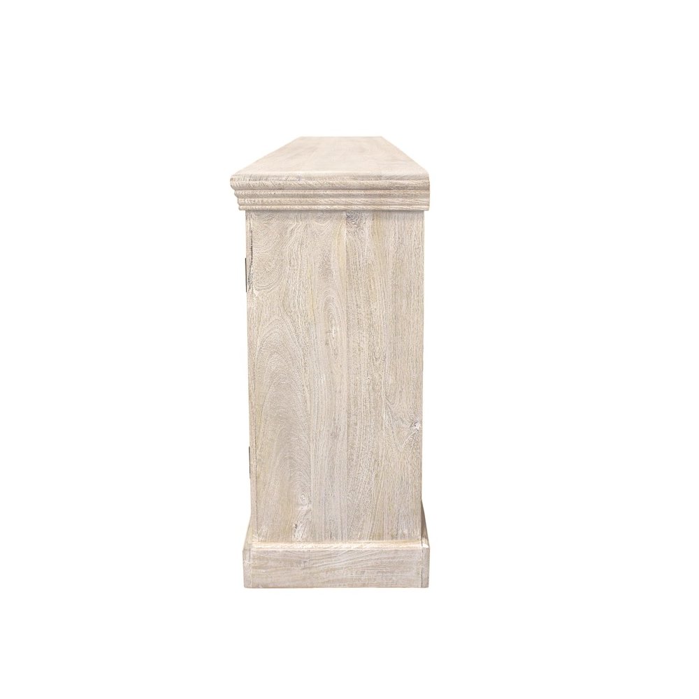 Tropez 6-Door Sideboard with Glass Panels in Distressed White. Picture 5