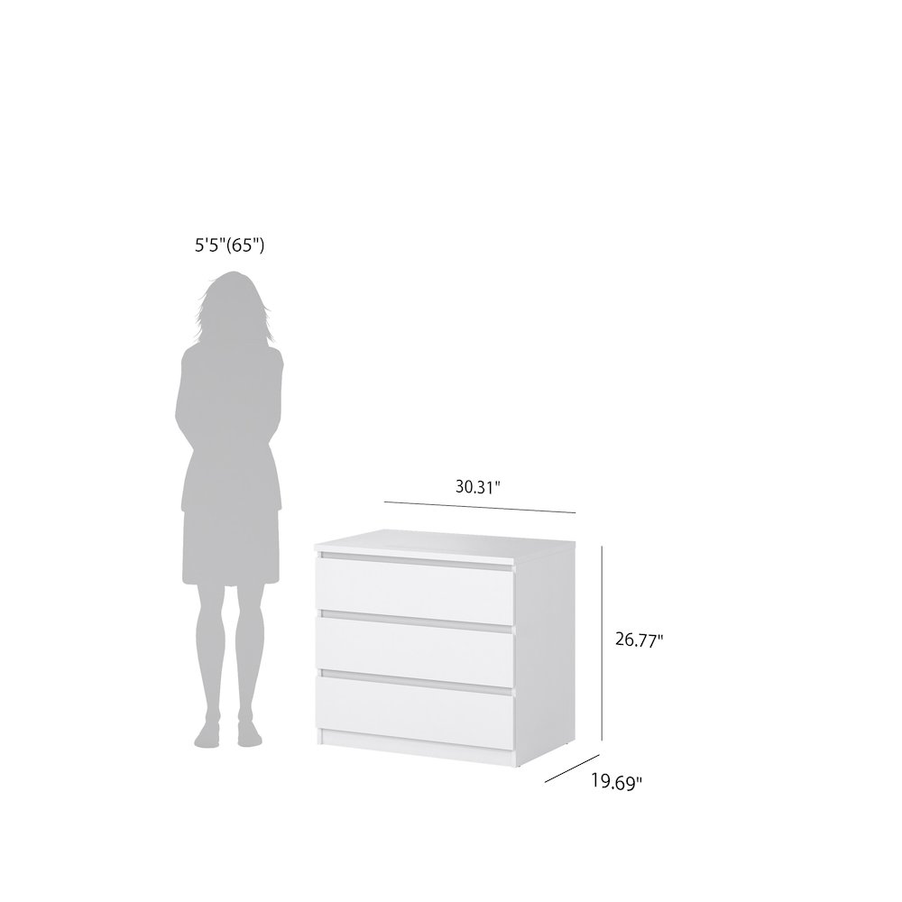Scottsdale 3-Piece Bedroom Set - Chest And Nightstand Set Of 2, White High Gloss. Picture 6