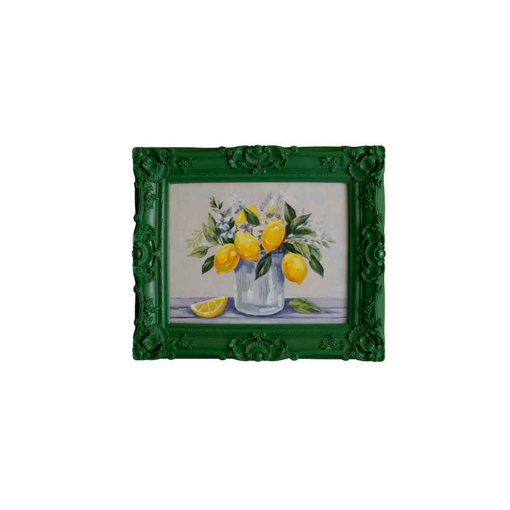 Dark Green Framed Acrylic Painting-Lemons. Picture 1