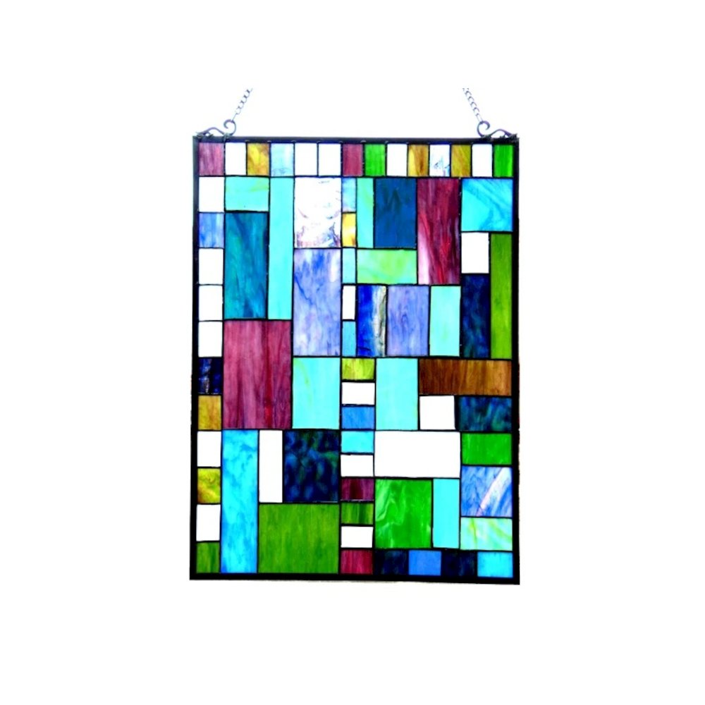 PICASSO Tiffany-glass Rectangle Window Panel 18x24. Picture 3