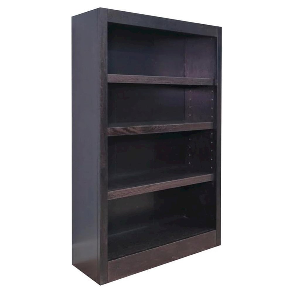 Concepts in Wood Single Wide Bookcase, 4 Shelves, Espresso Finish. Picture 1